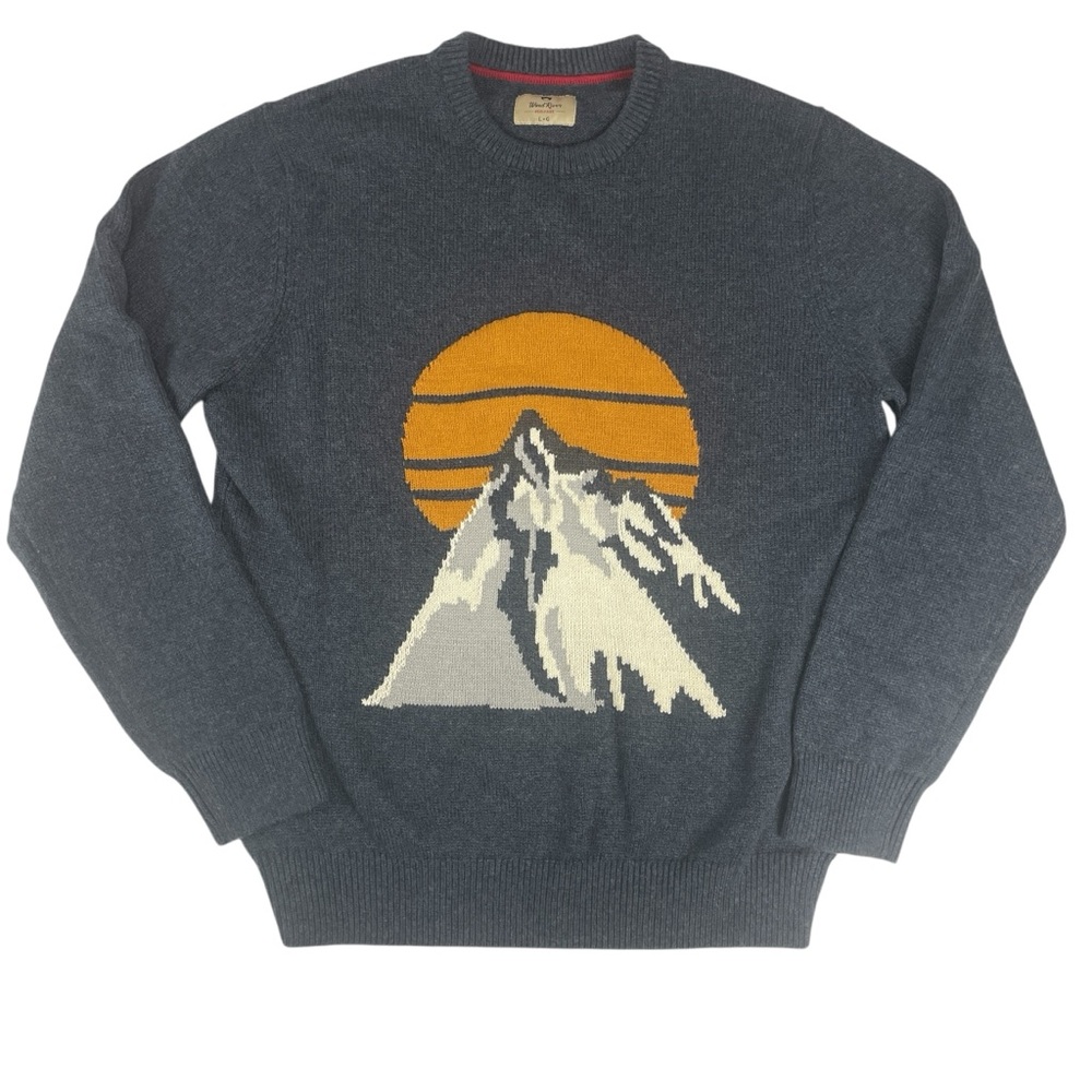Wind River Heritage Mens Knit Mountain Sunset Graphic Crewneck Sweater Size L
